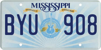 MS license plate BYU908