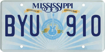 MS license plate BYU910