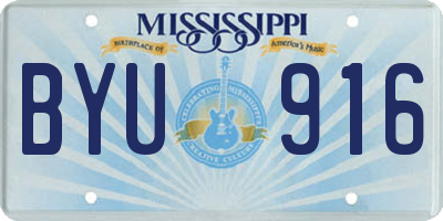 MS license plate BYU916