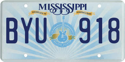 MS license plate BYU918