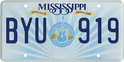 MS license plate BYU919