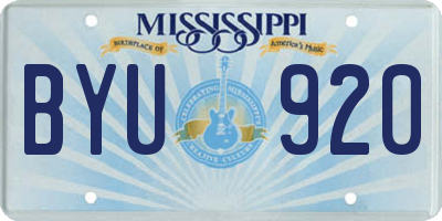 MS license plate BYU920
