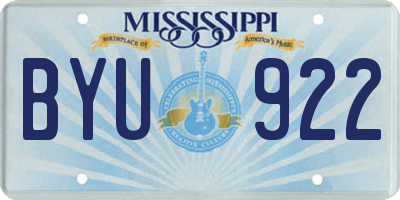 MS license plate BYU922