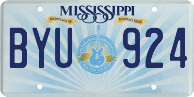 MS license plate BYU924