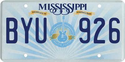 MS license plate BYU926