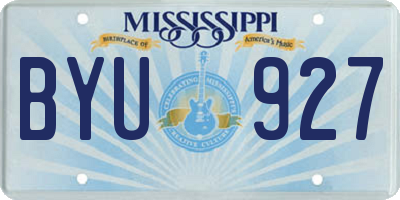 MS license plate BYU927