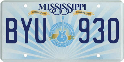 MS license plate BYU930