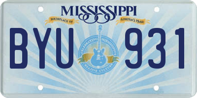 MS license plate BYU931