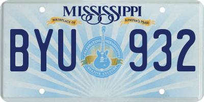 MS license plate BYU932