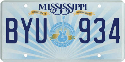 MS license plate BYU934
