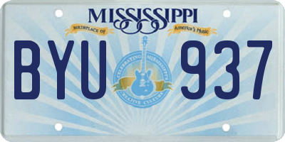MS license plate BYU937