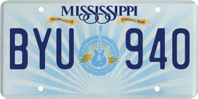 MS license plate BYU940