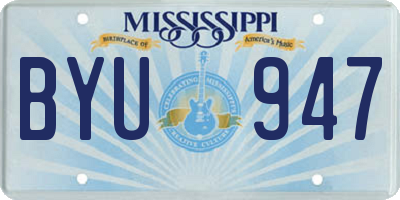 MS license plate BYU947