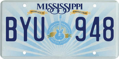 MS license plate BYU948