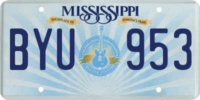 MS license plate BYU953