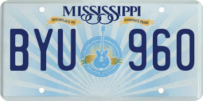 MS license plate BYU960