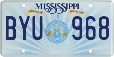 MS license plate BYU968