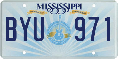 MS license plate BYU971