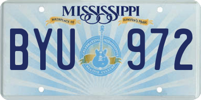 MS license plate BYU972
