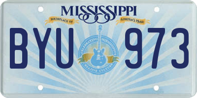 MS license plate BYU973