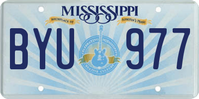 MS license plate BYU977