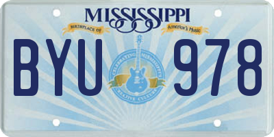 MS license plate BYU978