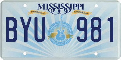 MS license plate BYU981