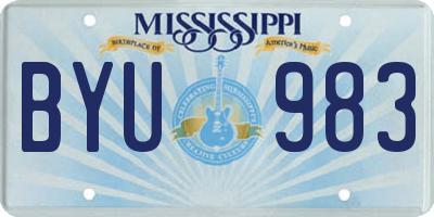 MS license plate BYU983