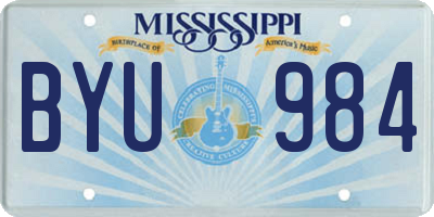 MS license plate BYU984