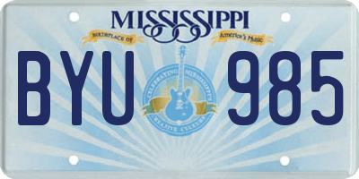 MS license plate BYU985