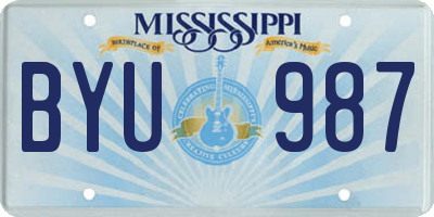 MS license plate BYU987