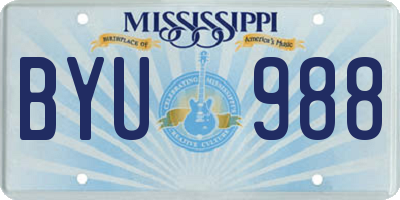 MS license plate BYU988