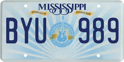 MS license plate BYU989