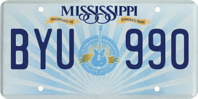 MS license plate BYU990