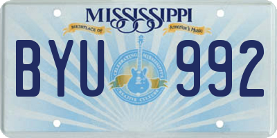 MS license plate BYU992