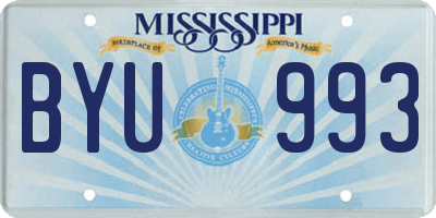 MS license plate BYU993