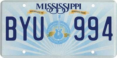 MS license plate BYU994