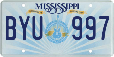 MS license plate BYU997
