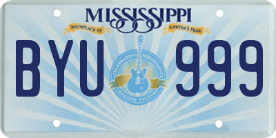 MS license plate BYU999