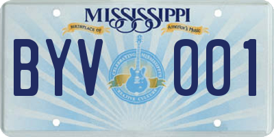 MS license plate BYV001