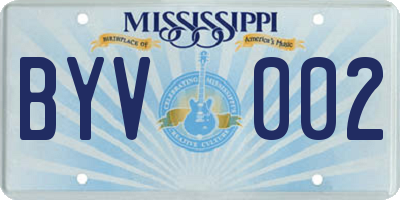 MS license plate BYV002