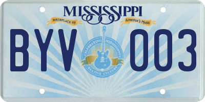 MS license plate BYV003