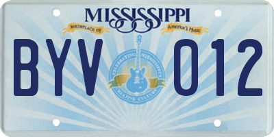 MS license plate BYV012