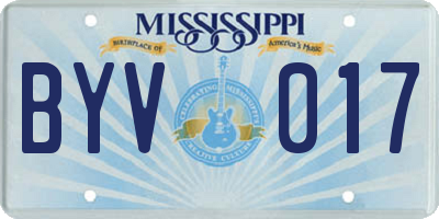 MS license plate BYV017
