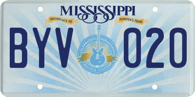 MS license plate BYV020
