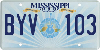 MS license plate BYV103