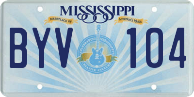 MS license plate BYV104