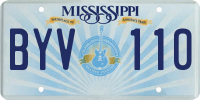 MS license plate BYV110