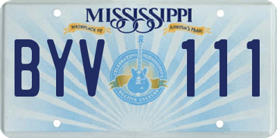 MS license plate BYV111
