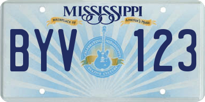 MS license plate BYV123